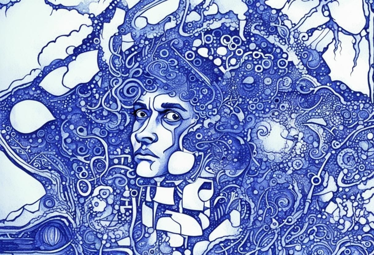 Surreal Dreamscape in Dripping Ink Style