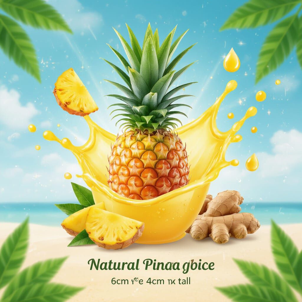Vibrant Poster for Pineapple Ginger Juice