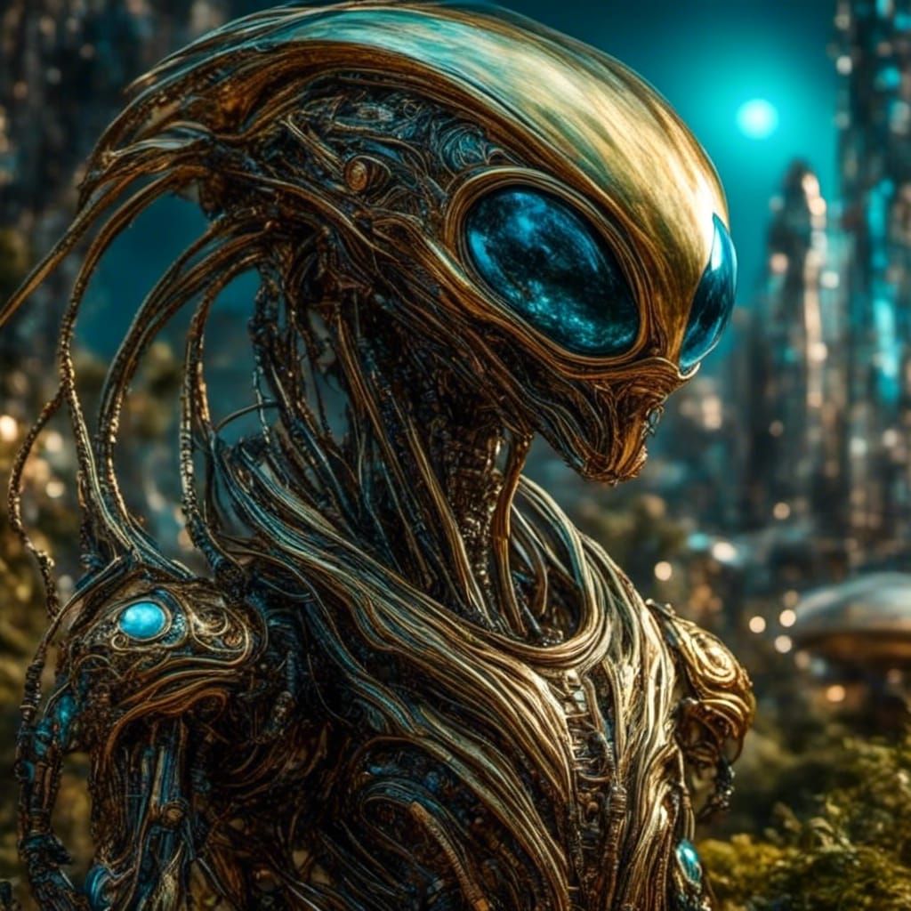 Alien Portrait on Futuristic Planet in HDR