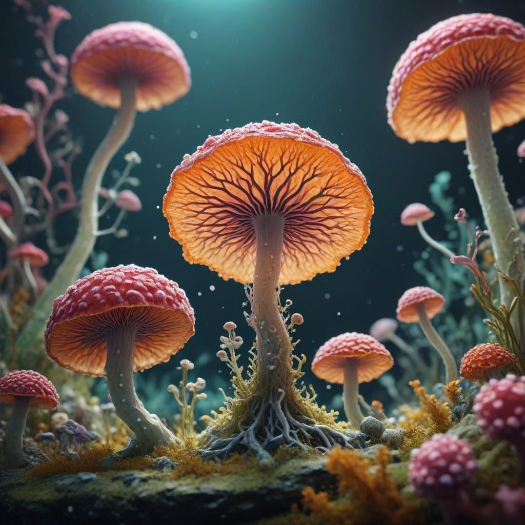 Amoeba and Fungi Wedding Under Microscope Lens