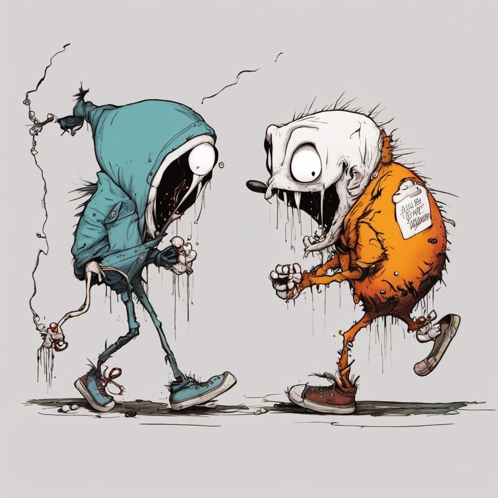 Calvin and Hobbes in Alex Pardee Style