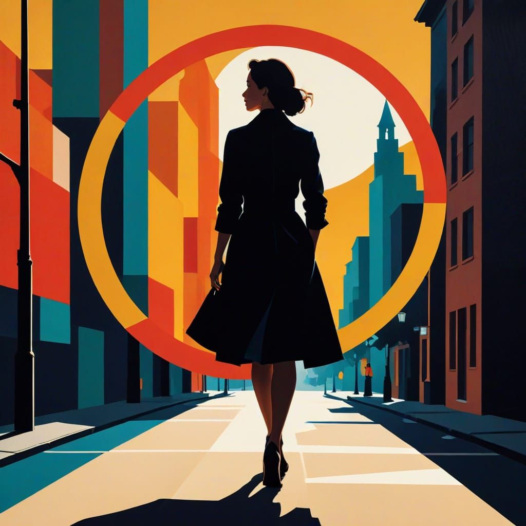 Swiss Modernist Poster of Woman Walking