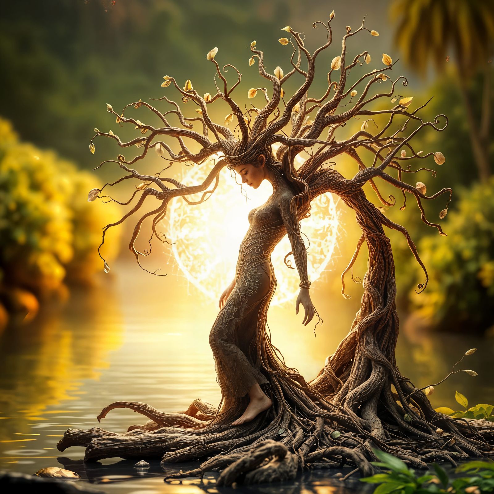 Enchanted Tree Goddess Radiates Ethereal Light
