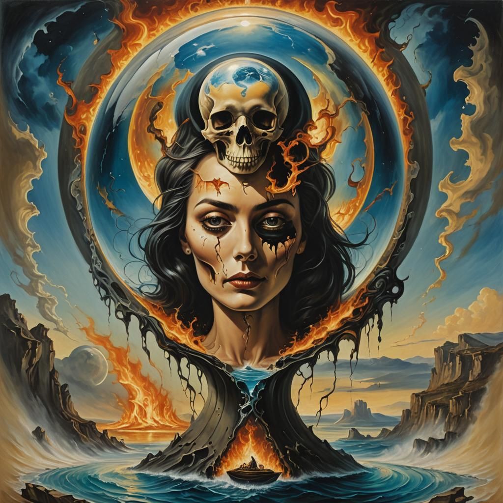 Surreal Hourglass Earth with Solar Eclipse