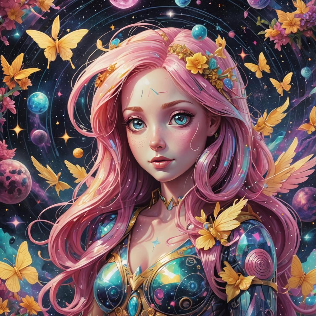 Holographic Fluttershy in Astral Cosmic Illustration