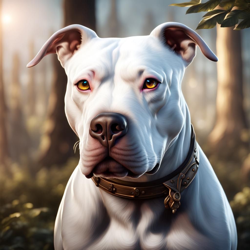 Beautiful Adult White Pitbull