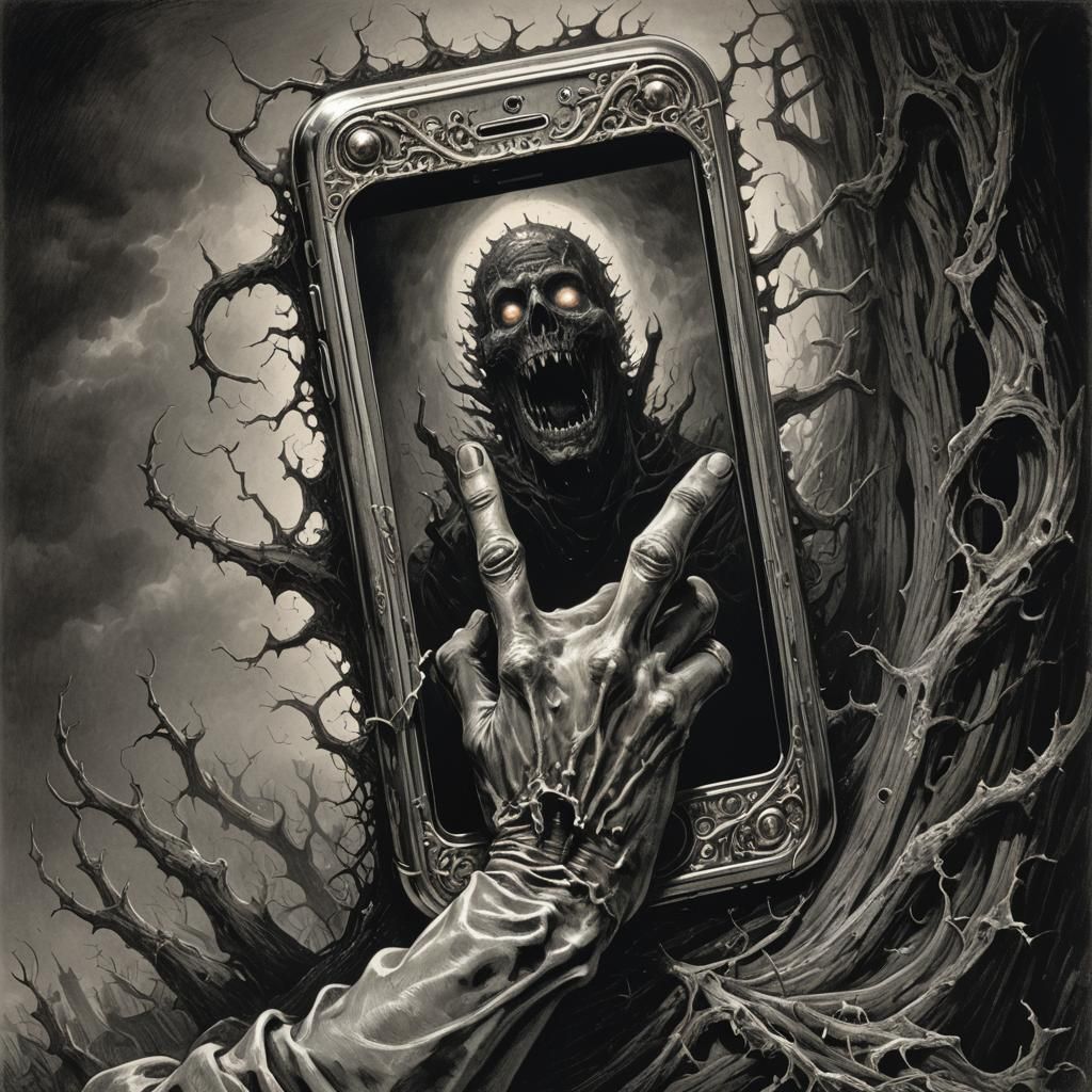 Menacing Hand Emerges from iPhone Screen