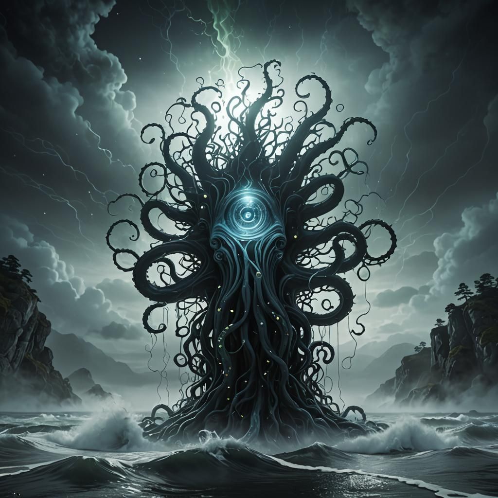 Eerie 3D Render of Glass A with Bioluminescent Details