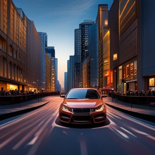 Car Parked on Street at Evening
