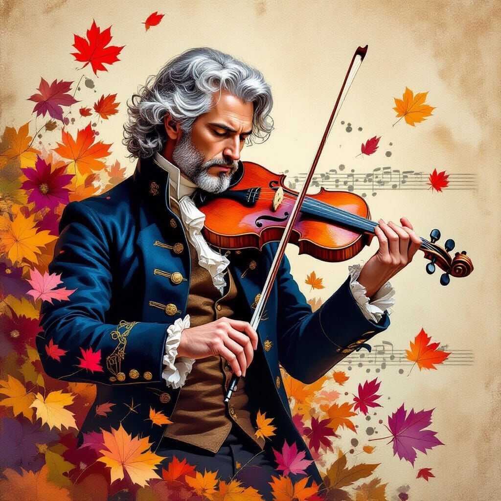 Baroque Violinist in Autumn Splendor