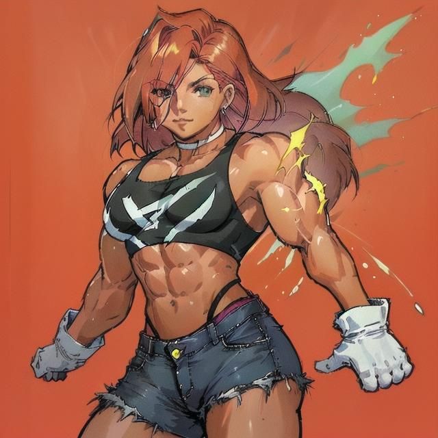 Muscular Woman in Ripped Shirt, Digital Art
