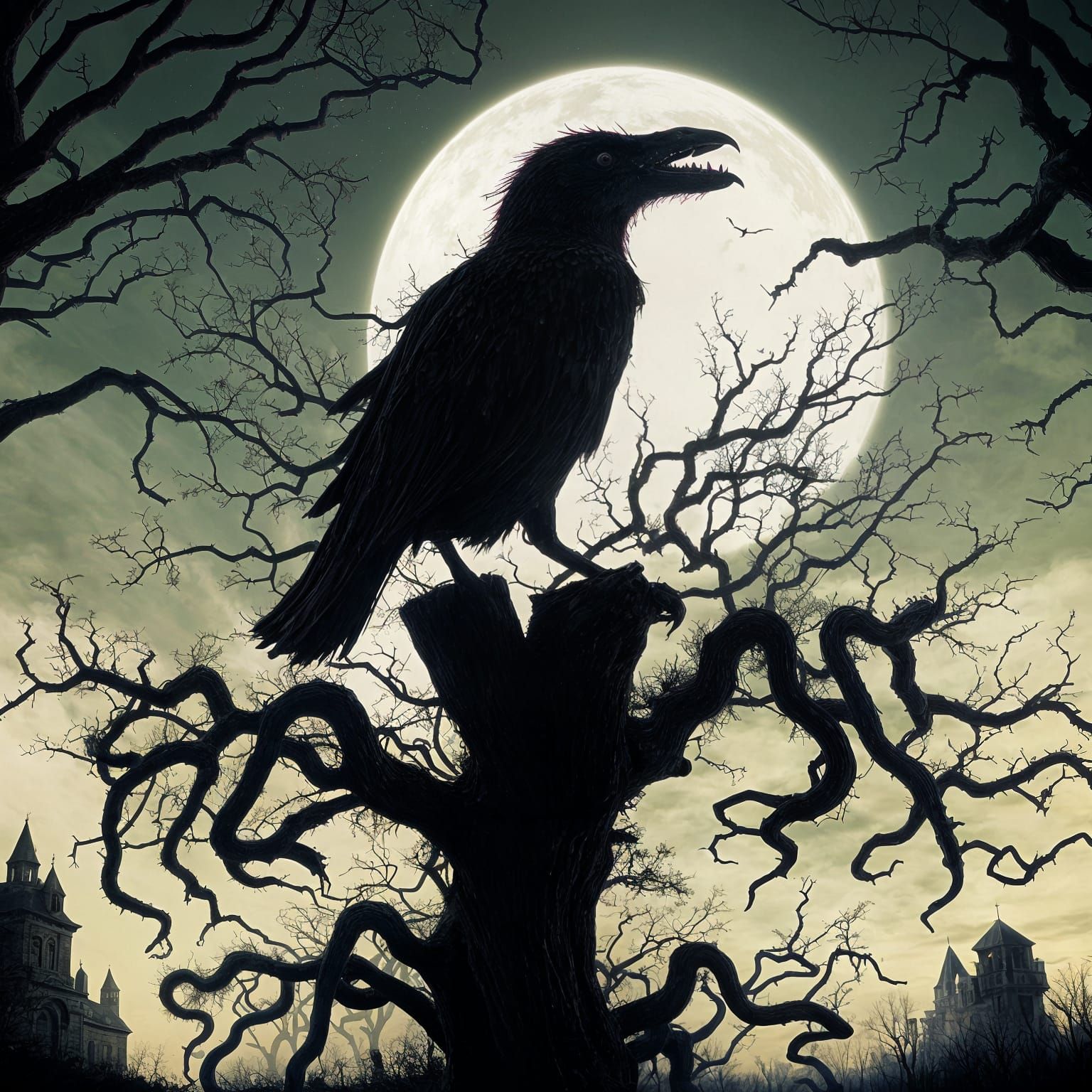 Gothic Dark Fantasy Garden with Unearthly Flora