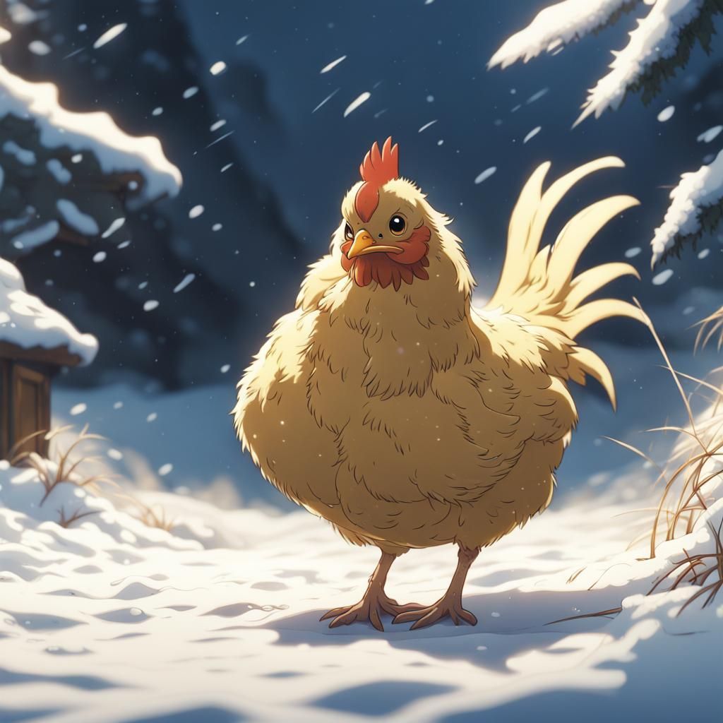 Cute Chicken in Snow, Anime Key Visual