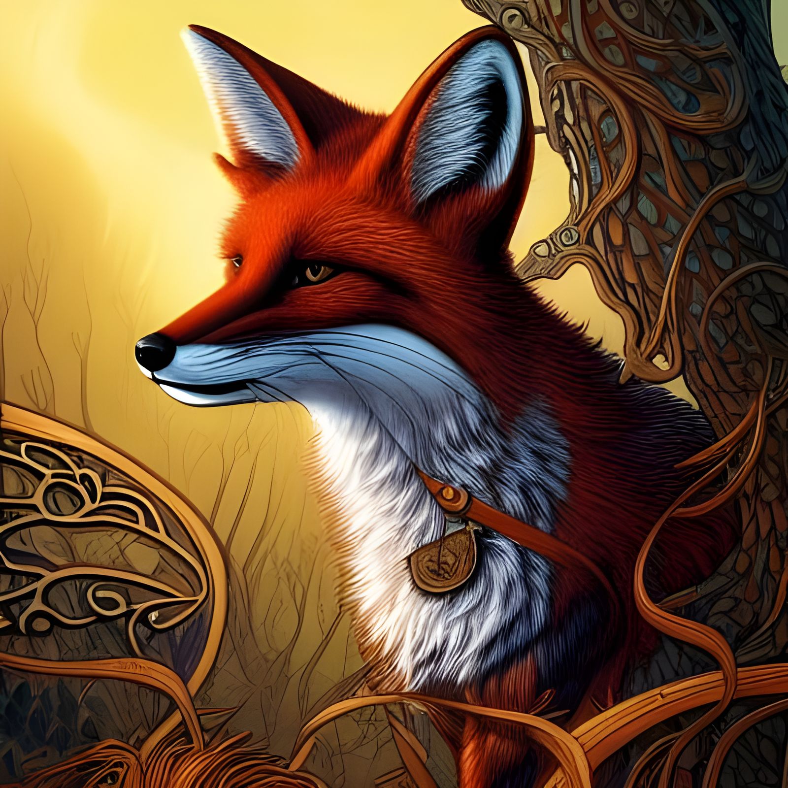 Intricate Magical Fox Digital Illustration
