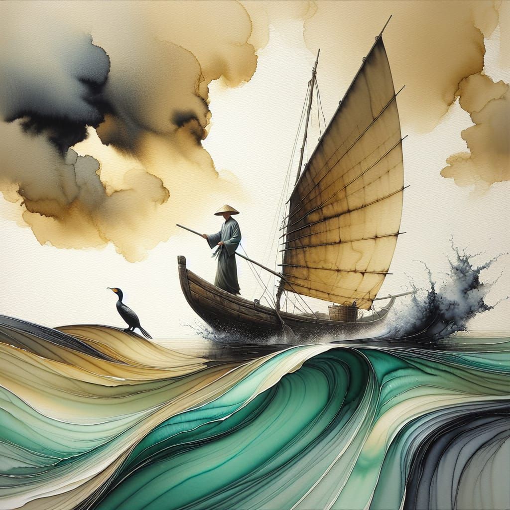 Fishing on a stormy day