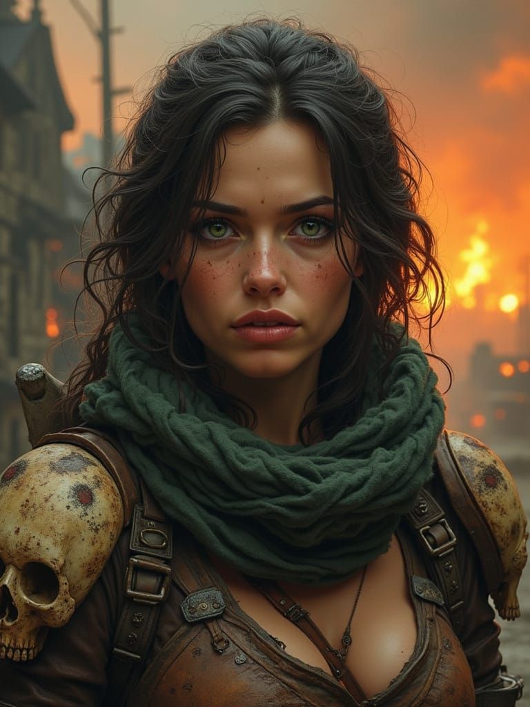 Post-Apocalyptic Looter Portrait in Oil Painting Style