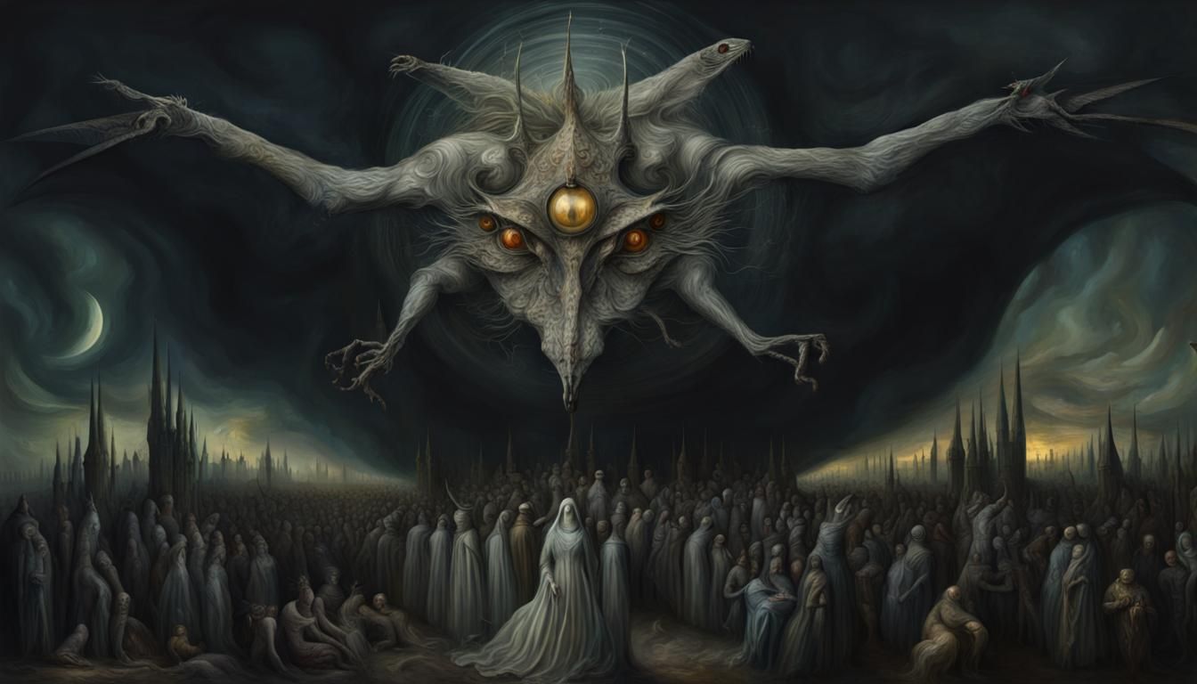 Sinister Surreal Masterpiece in Mixed Media