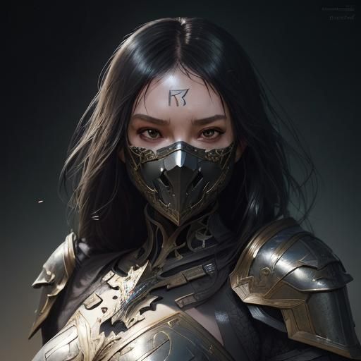 Armored Woman Portrait in Hyperdetailed Style