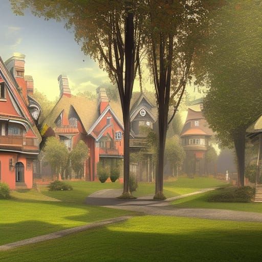 Art Nouveau Utopian Community Matte Painting