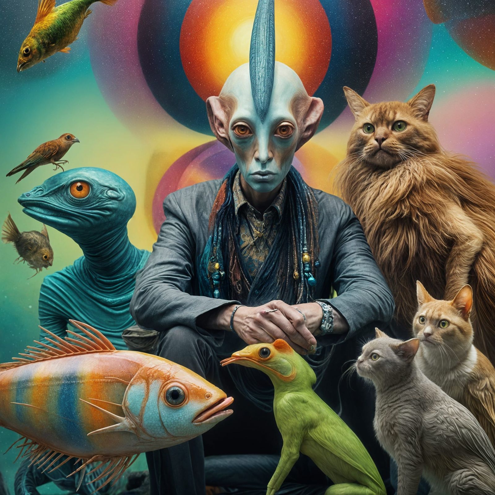 Surreal Exotic Aliens with Pets in Hyperrealism