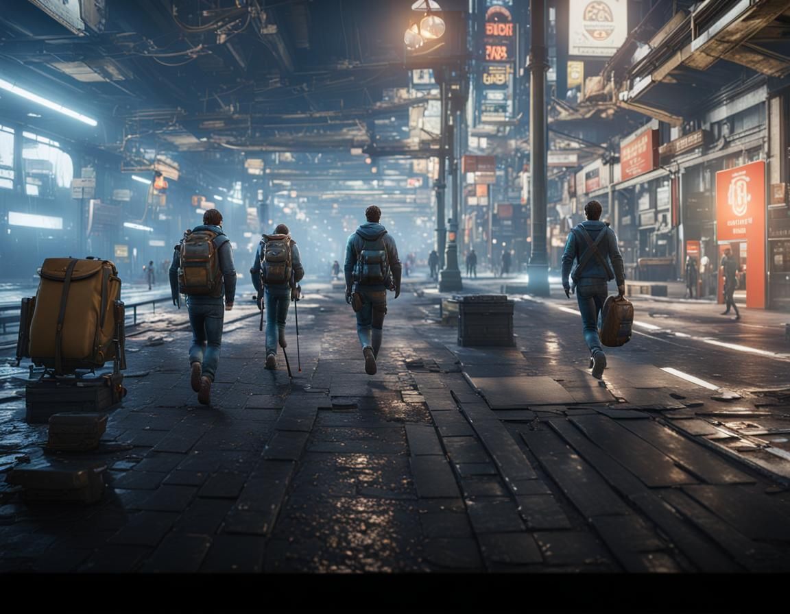 Pedestrians in a Busy City, 3D Render