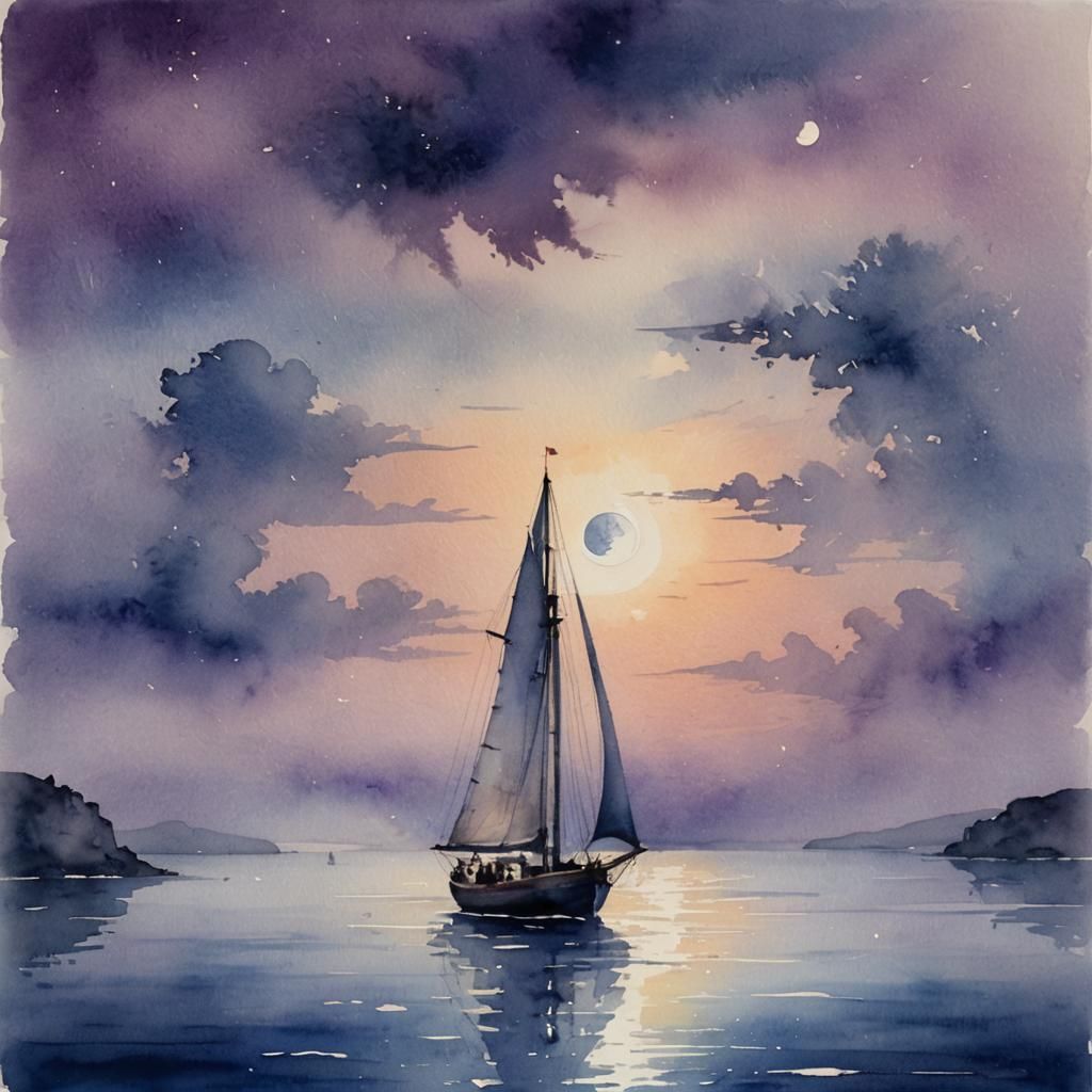 Moonlit Wanderer: Nocturnal Romanticism on the Sea