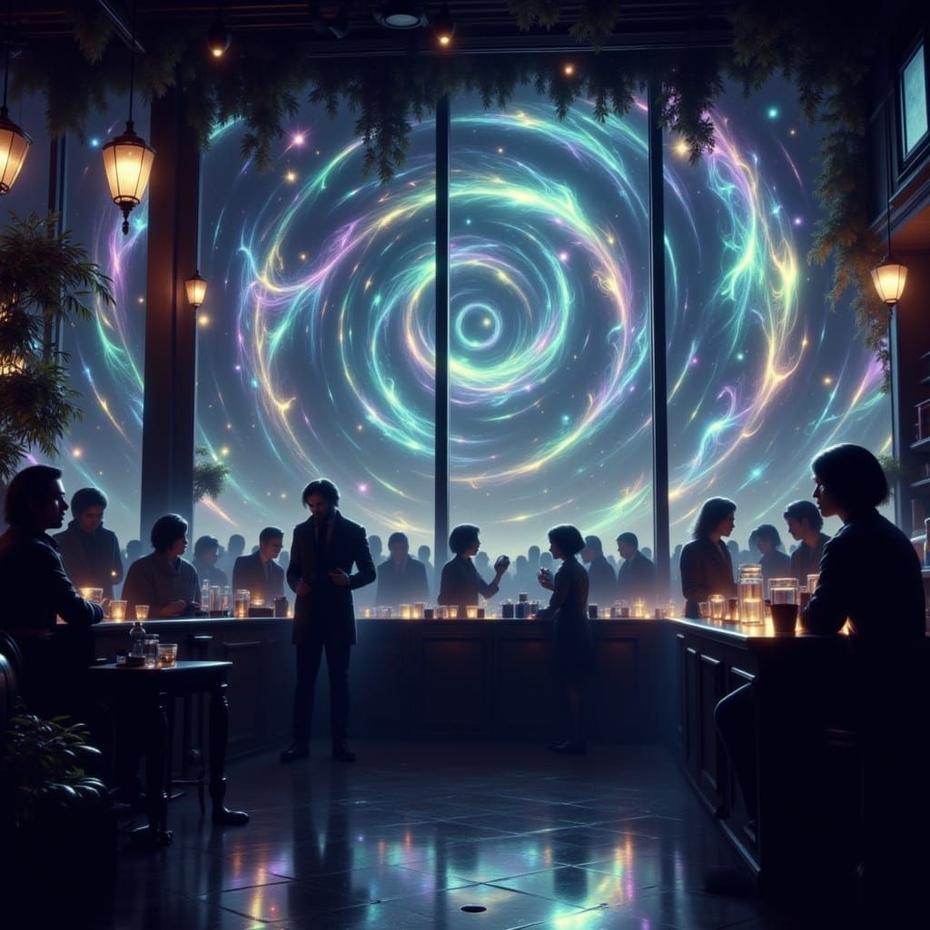 Otherworldly Void Cafe with Spectral Patrons