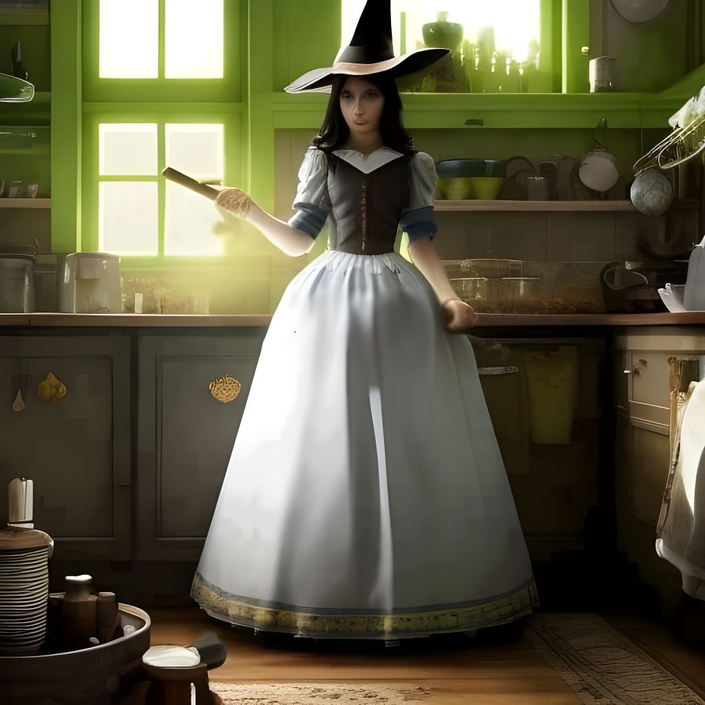 Cute Witch Casting Spells in Hyperrealistic Style