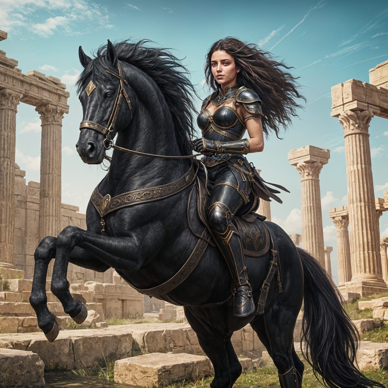 Woman on Horseback in Neoclassical Style