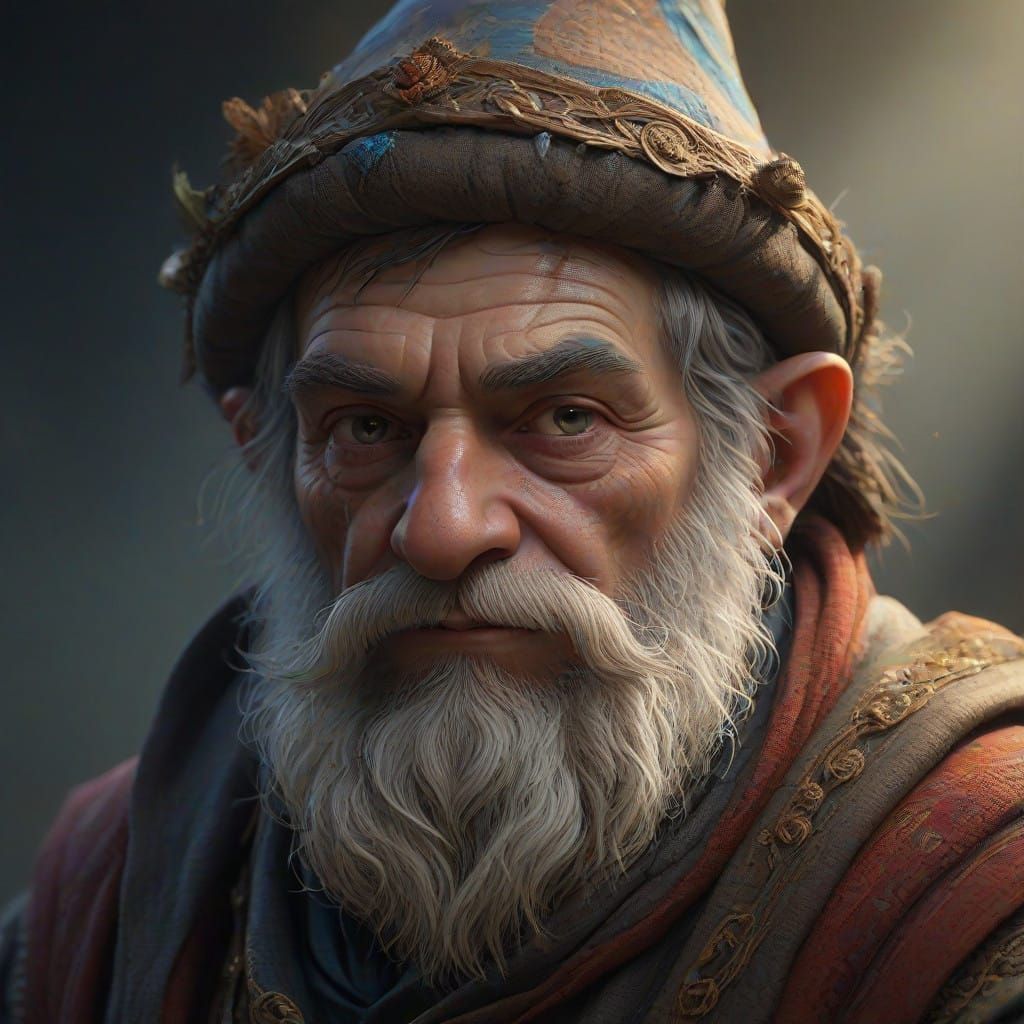 Gnome Warlock in Intricate, Medieval-Inspired Etching Style