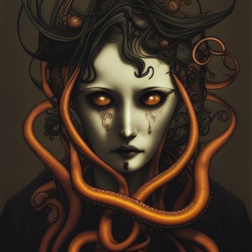 Manga Tentacle Monster in Surreal Horror Style