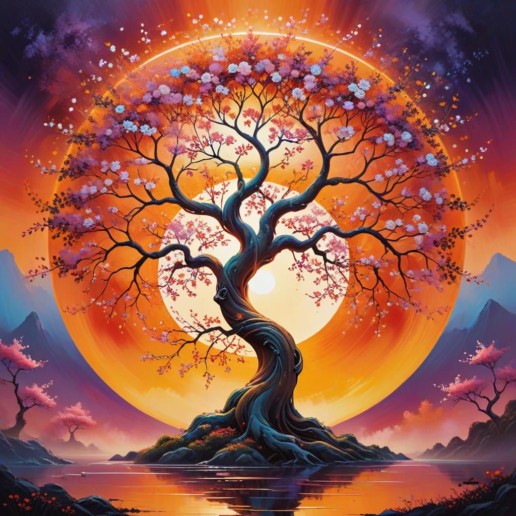 Ethereal Tree of Life in Vibrant Bloom