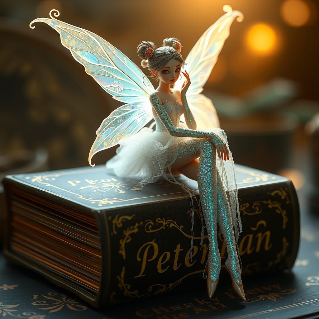 Ethereal Fairy Reading Peter Pan, Digital Art