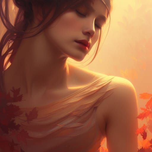 Autumn Beauty Portrait in Hyperdetailed Style