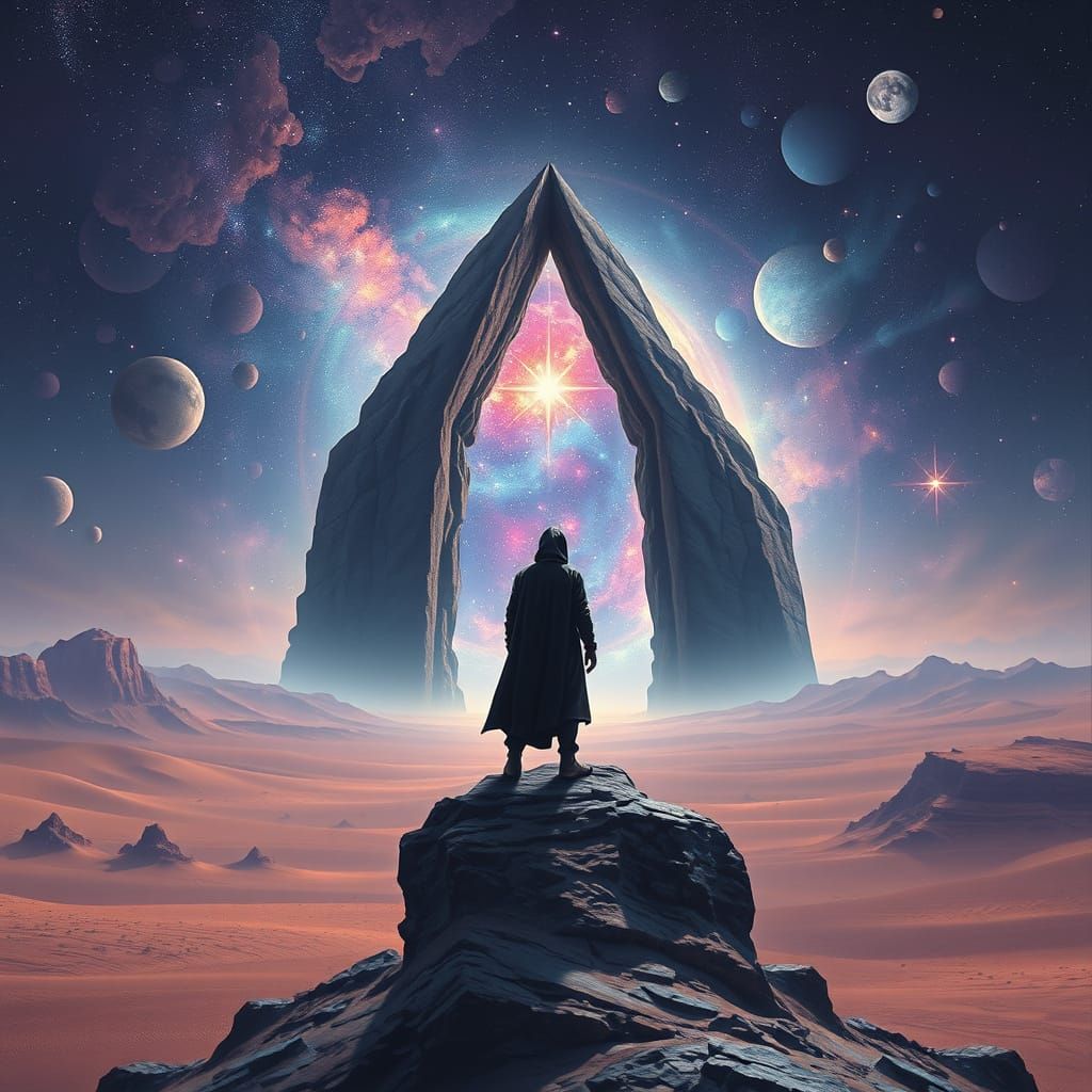 Astral Portal in Desert Landscape