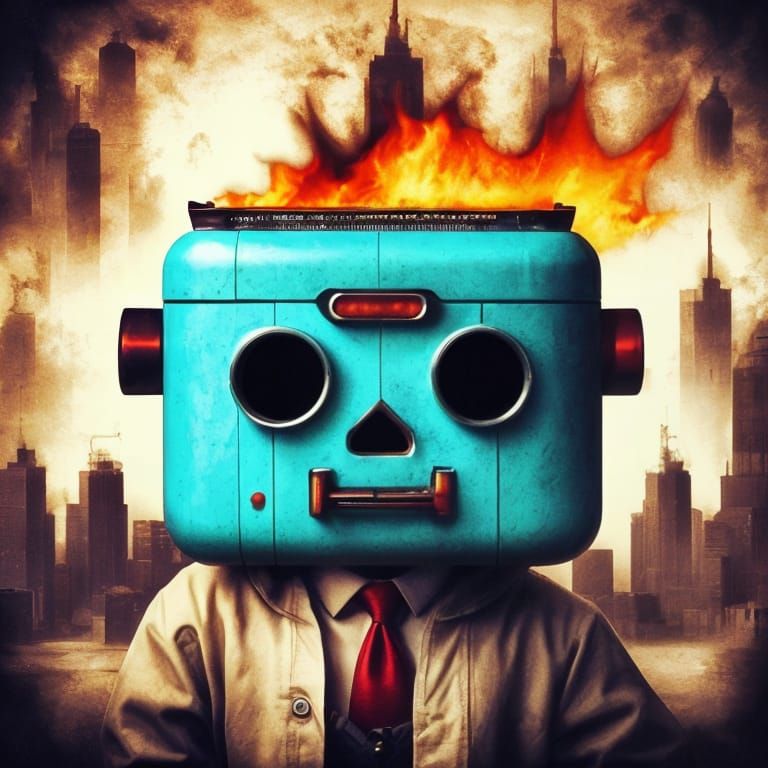 Creepy Toaster Overlord in Monochromatic Brown