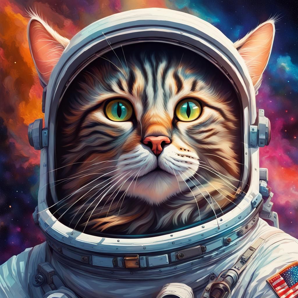Astronaut Space Cat in Hyperrealistic Style