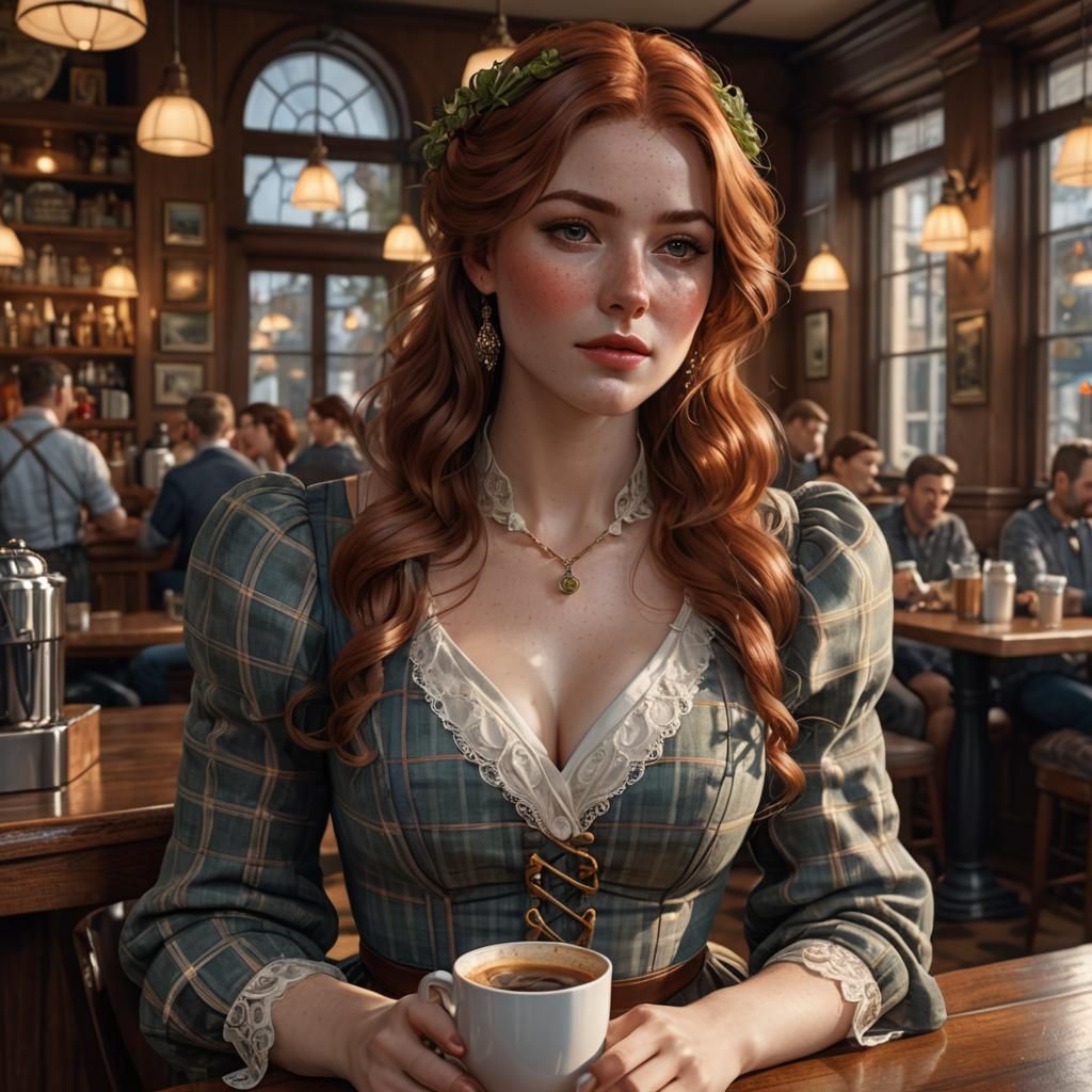 Victorian Auburn Beauty in Art Nouveau Style