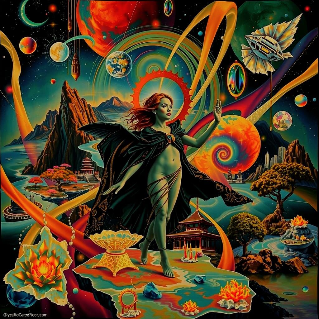 Cosmic Tapestry of Interconnected Realities in Vibrant Gradi...