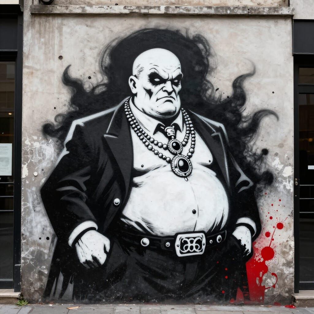 Banksy Style Street Art of Sinister Oligarch