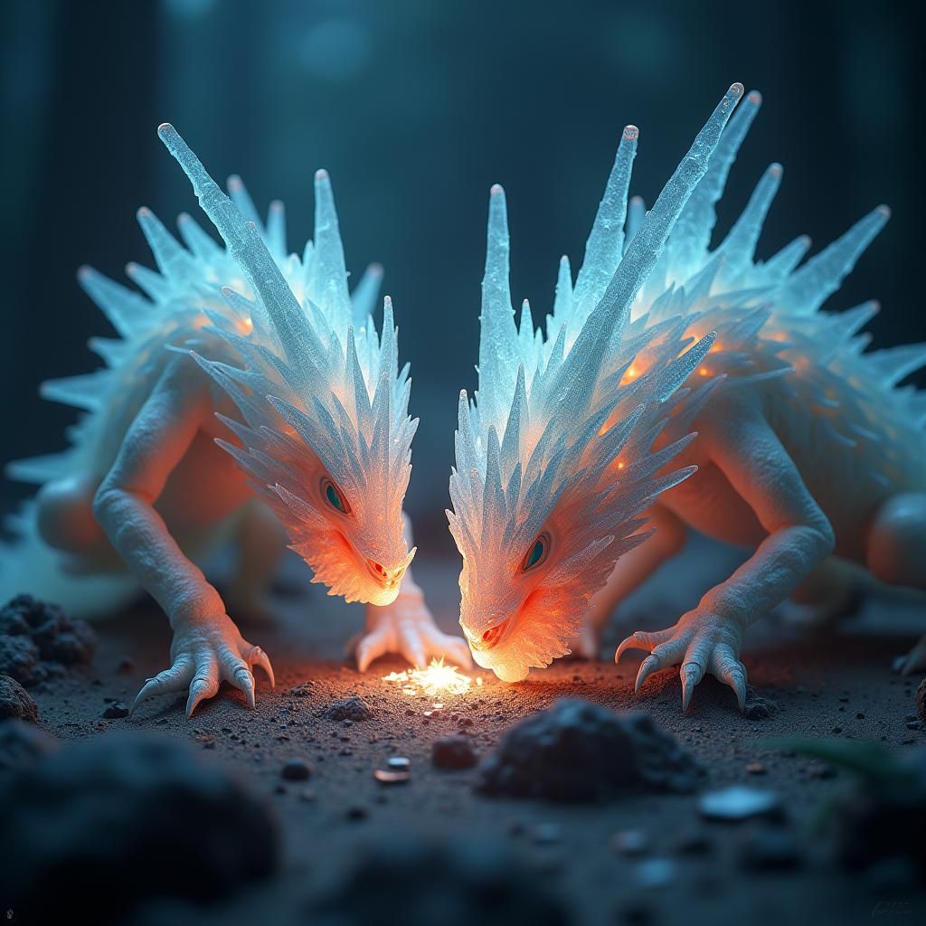 Iridescent Crystalfangs Capture Prey in Abstract Style