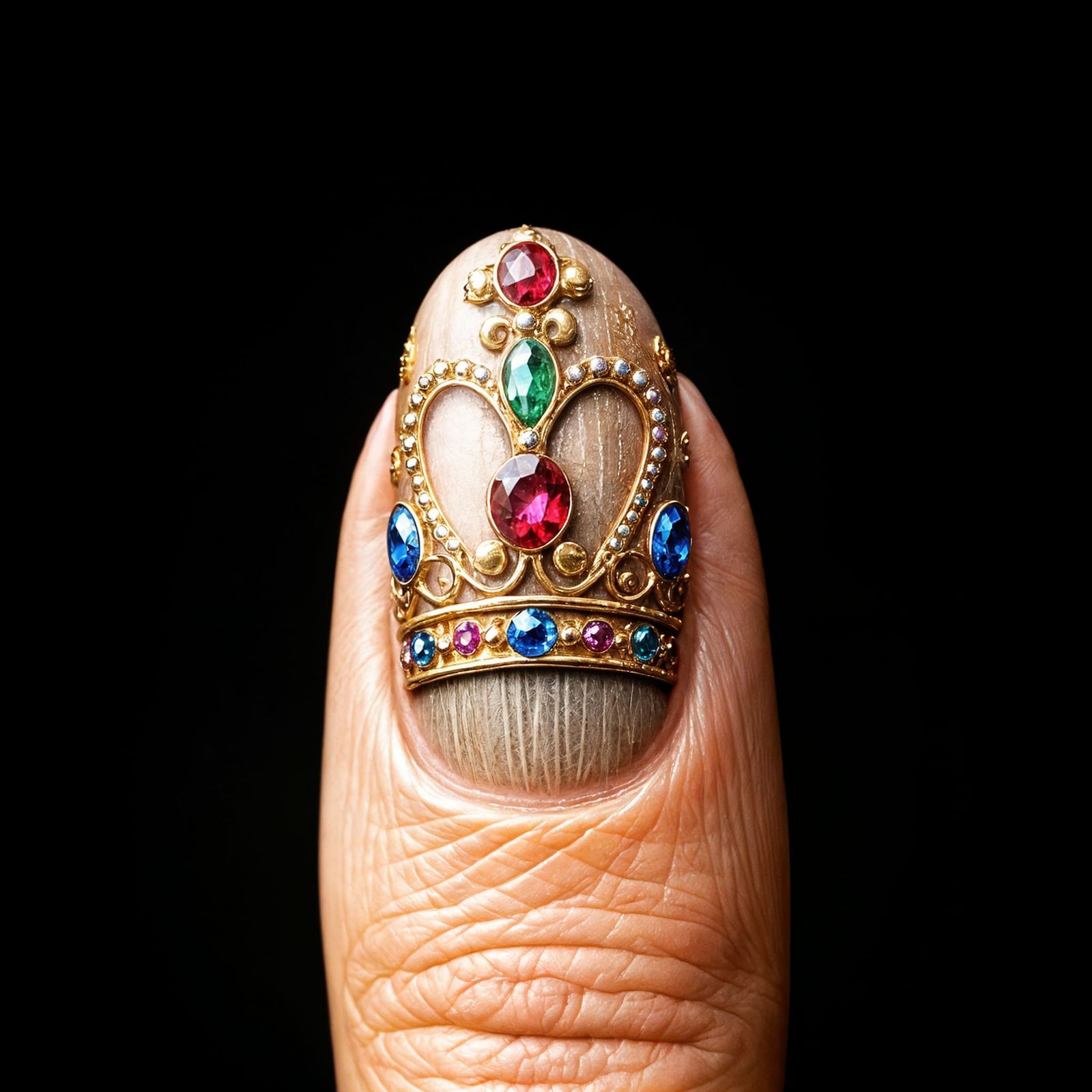 Golden Crown Adorns a Tiny Fingernail in Stunning Macro Deta...