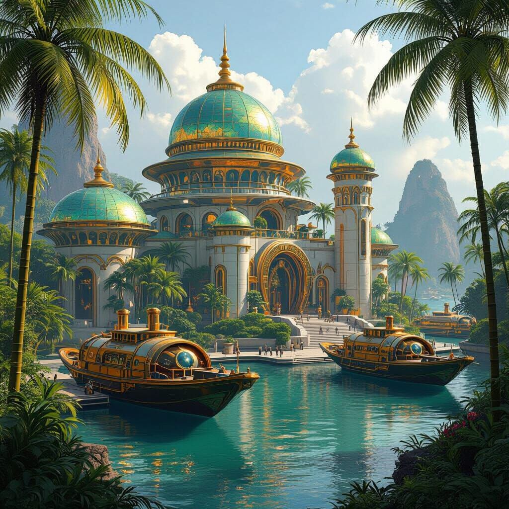 Wakandan Estate with Steampunk Airships