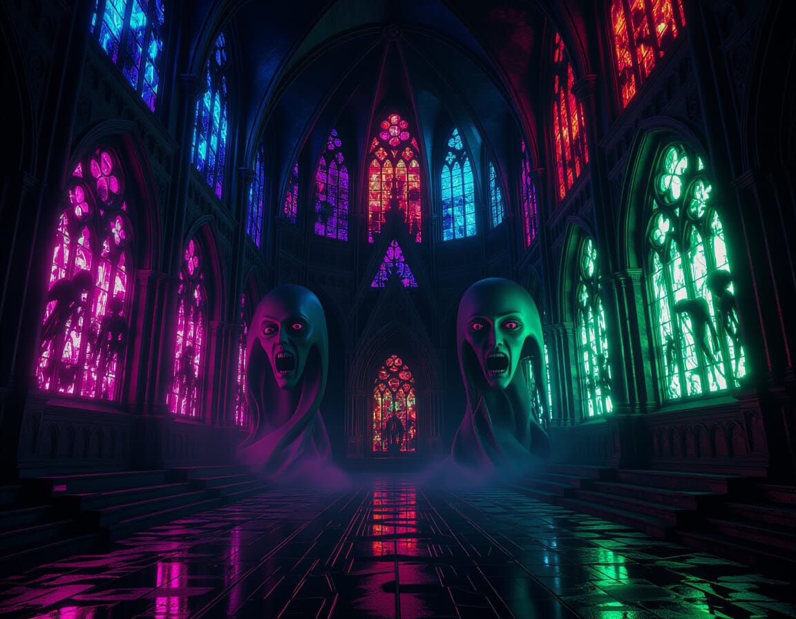 Gothic Horror Cathedral Melts Into Surreal Geometry