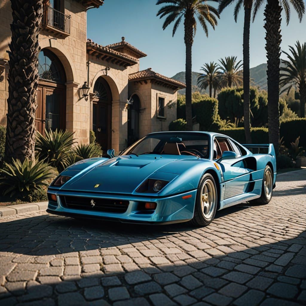 Pearlescent Blue Ferrari F40 at Spanish Villa