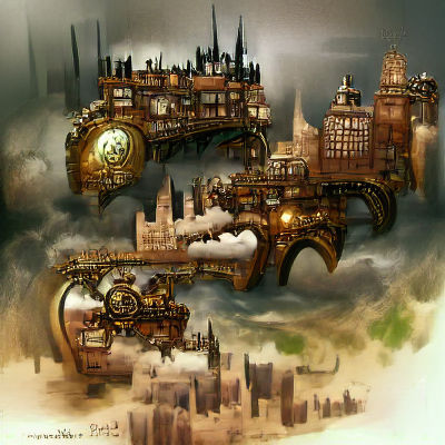 Fantasy Steampunk Cityscape with Clockwork Details