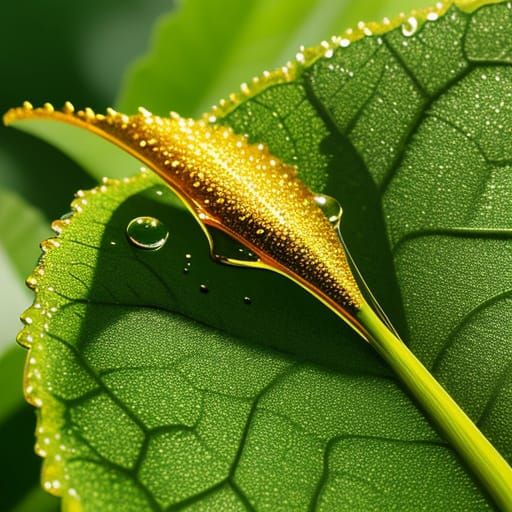Macro Water Droplets in Vibrant Oil Painting Style