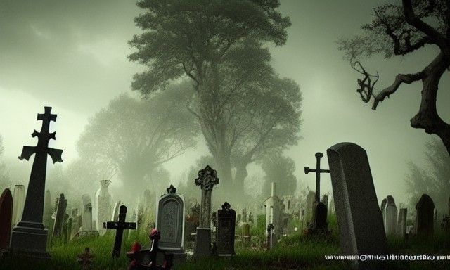 Ominous Victorian Cemetery in Hyperrealistic Studio Ghibli S...