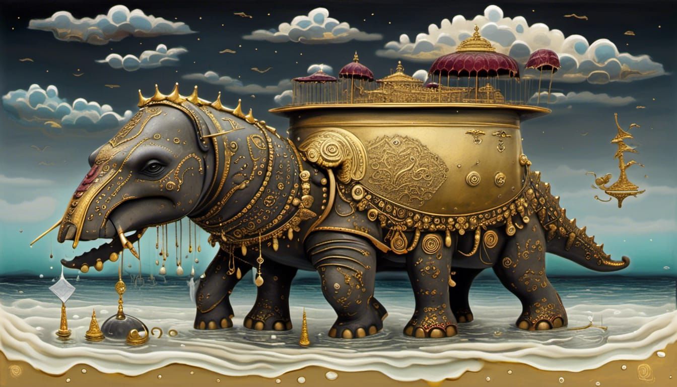 Corroded Biomechanical Mosasaur Gorilla with Moai Field