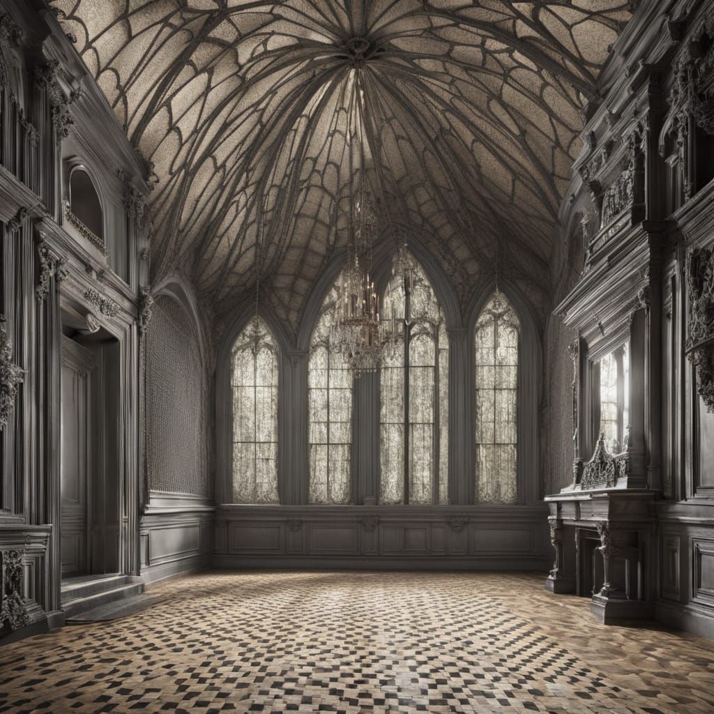 Haunted Baroque Gothic Interior with Cobwebs